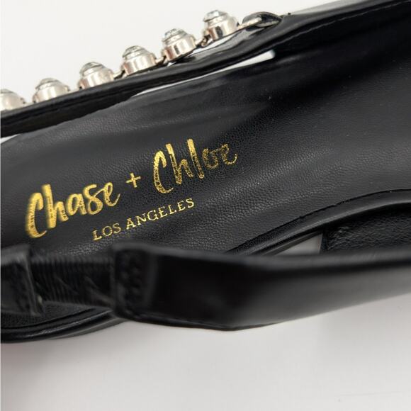 Chase & Chloe Rhinestone Slingback Flat Pointed Toe Women's Black Size US9 - Picture 12 of 13